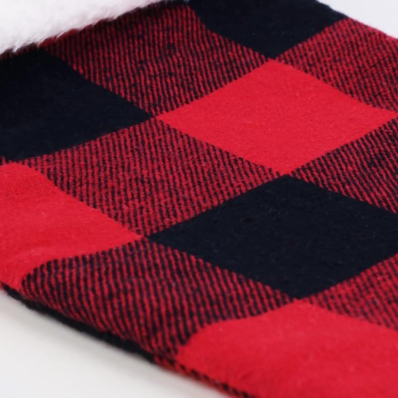 Meriwoods Christmas Stocking 4 Pk Rustic Xmas Stockings w/Buffalo Plaid & Faux f - Picture 4 of 7
